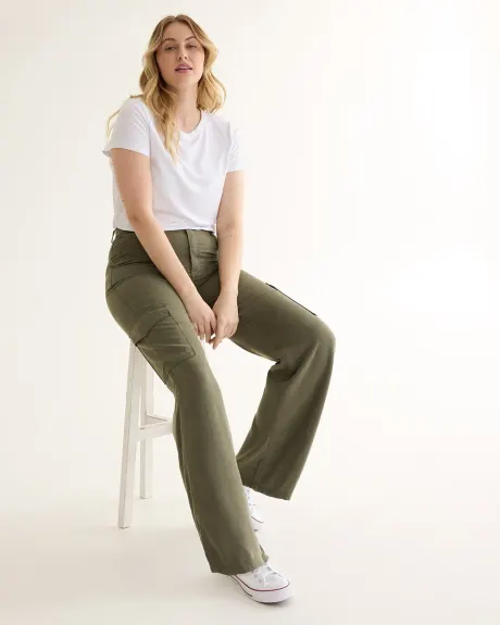 Pantalon cargo à jambe droite et taille haute - Petite