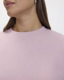 Crew-Neck Sweatshirt with Rhinestones