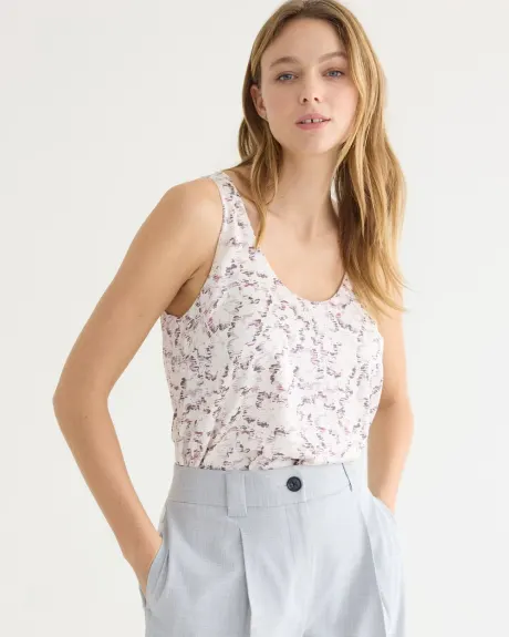 Blouse en satin sans manches à col dégagé