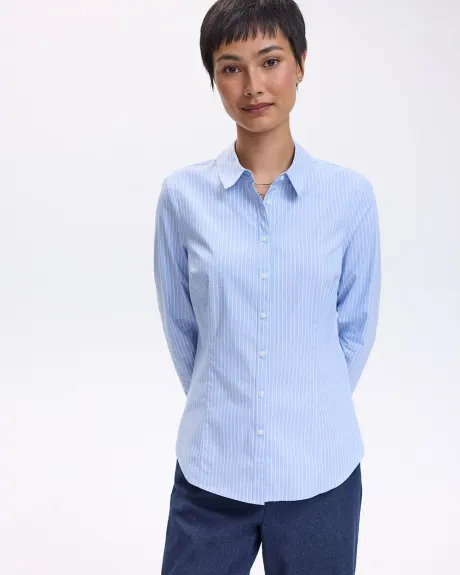 Long-Sleeve Buttoned-Down Blouse with Shirt Collar - R Essentials