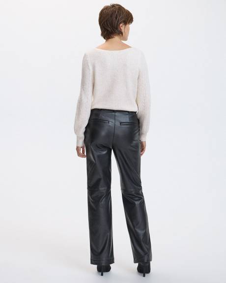 Straight-Leg High-Rise Faux Leather Pant - Petite