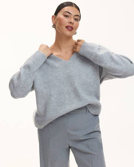 PlushSoft Long-Sleeve V-Neck Sweater