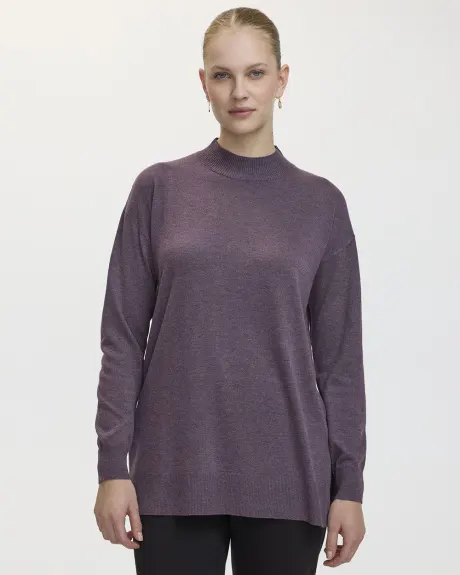 Long-Sleeve Mock-Neck Merino-Blend Tunic