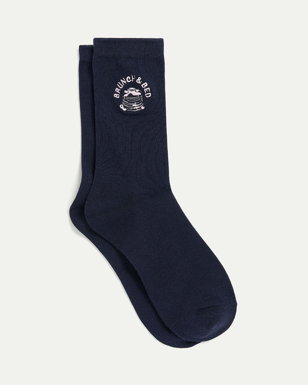 Cotton Crew Socks with Pancakes