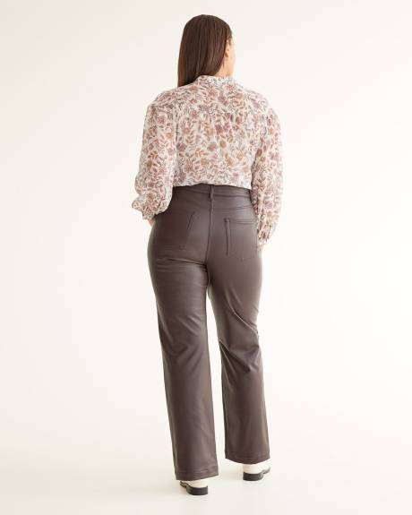 Straight-Leg High-Rise Faux Leather Pants