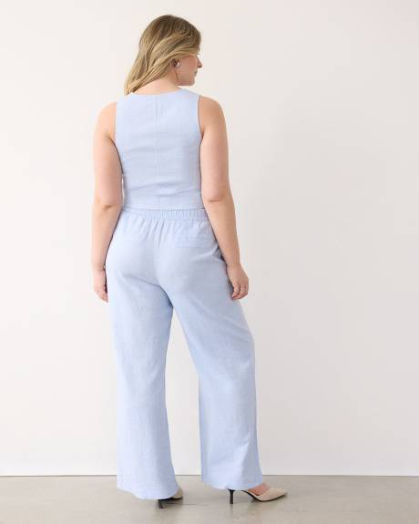 Pantalon en lin à jambe large et taille haute - Petite