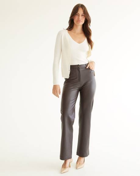 Pantalon taille haute à jambe droite en faux cuir - Long