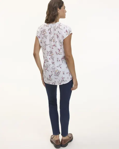 Short-Sleeve V-Neck Blouse