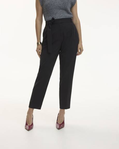 Tapered-Leg High-Rise Pant with Sash - The Timeless - Petite