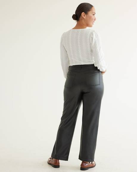 Straight-Leg High-Rise Faux Leather Pants