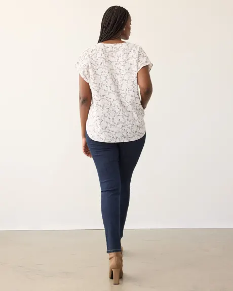 Short-Sleeve V-Neck Blouse