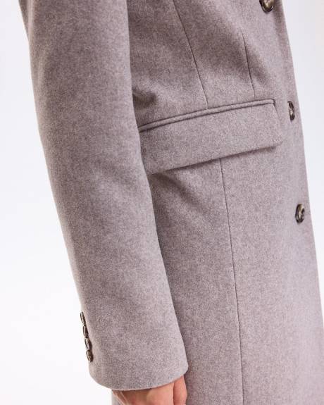 Manteau long avec col en fausse fourrure