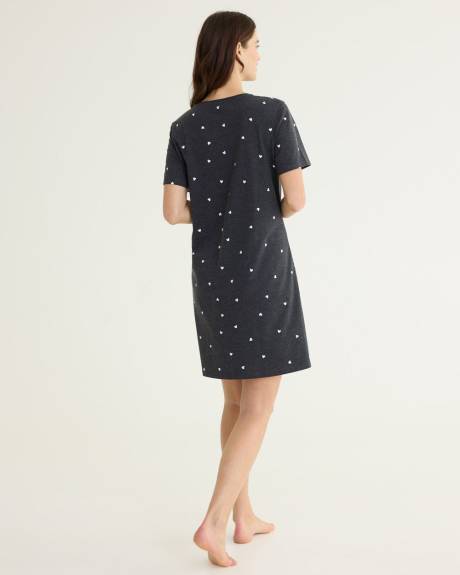 Short-Sleeve Crew-Neck Nightdress - R Line