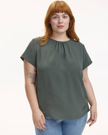 Short-Sleeve Crew-Neck Blouse