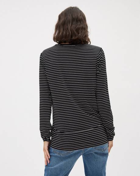 Striped Long-Sleeve Nursing Tee - Thyme Maternity