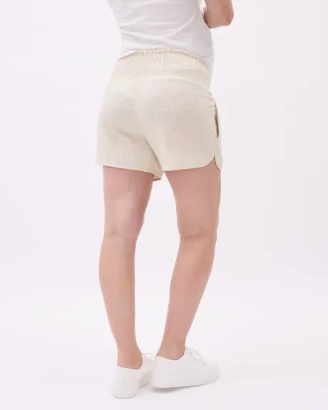 Linen-Blend Shorts with Elastic Waistband - Thyme Maternity