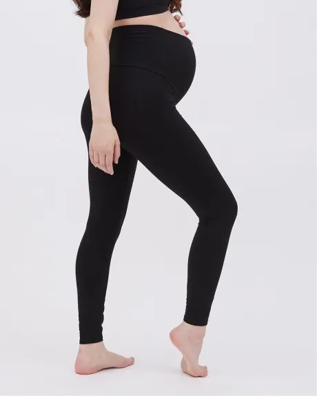 Legging en Coton et Spandex avec Panneau au Dessus du Ventre - Thyme Maternité