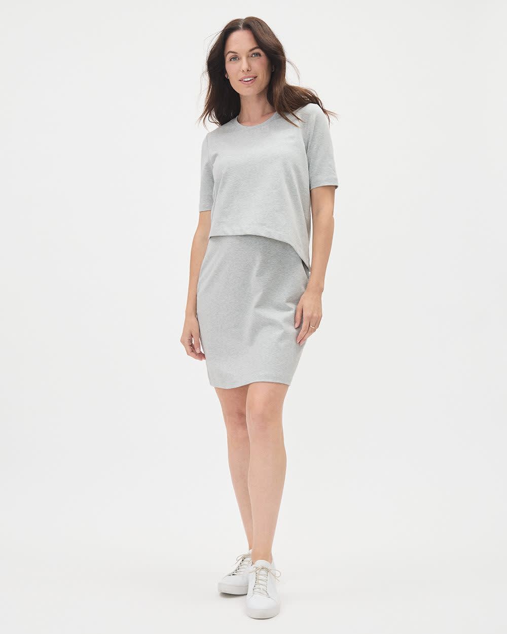 Ensemble Gris Pâle - Robe Ajustée et T-Shirt - Thyme Maternité