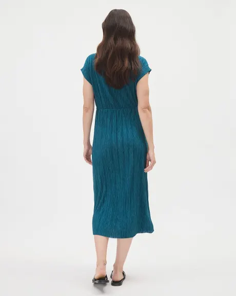 Robe Midi à Manches Très Courtes avec Taille Ajustable - Thyme Maternité