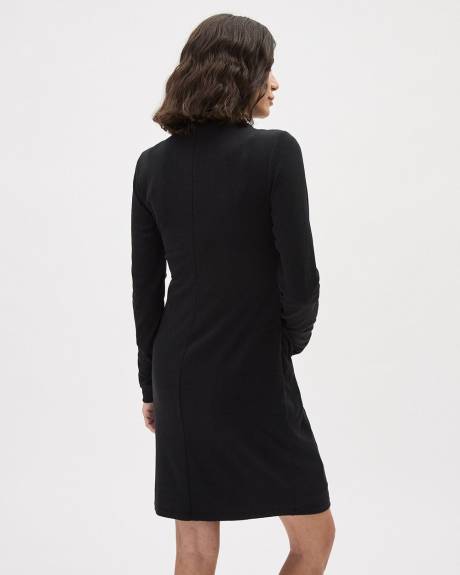 Long-Sleeve Mock-Neck Ribbed Dress - Thyme Maternity