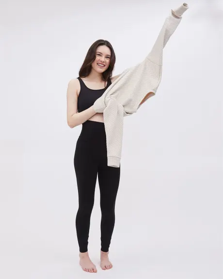 Legging en Coton et Spandex avec Panneau au Dessus du Ventre - Thyme Maternité