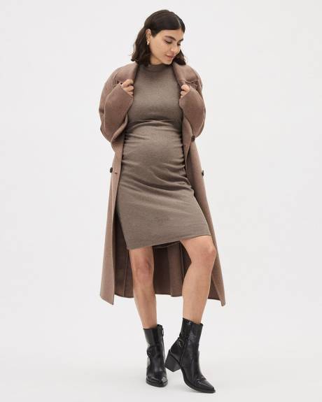 Long-Sleeve Mock-Neck Ribbed Dress - Thyme Maternity