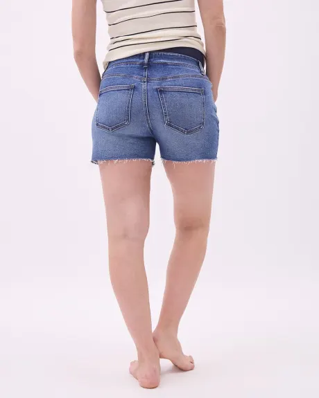 Short en Denim à Délavage Moyen - Thyme Maternité