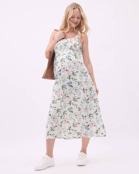 Sleeveless Midi Dress with Smocked Top - Thyme Maternity