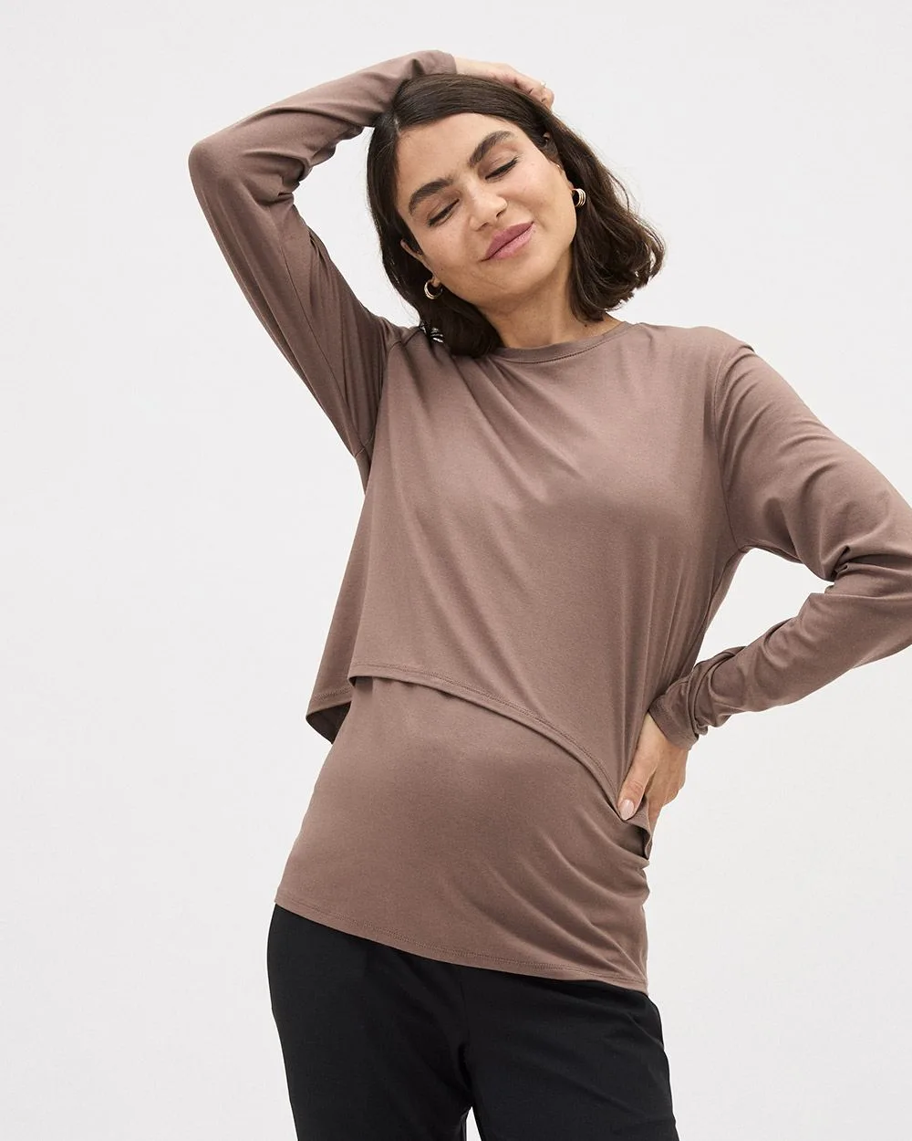 Long-Sleeve Nursing Tee - Thyme Maternity