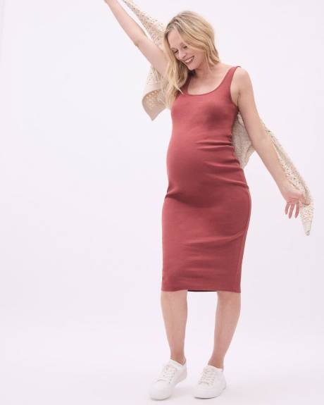 Sleeveless Ribbed Midi Dress - Thyme Maternity