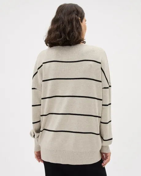 Striped Long-Sleeve Crew-Neck Sweater - Thyme Maternity