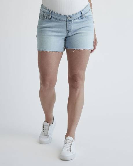 Short en Denim à Délavage Clair - Thyme Maternité