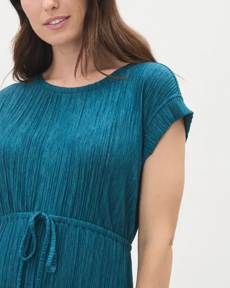 Robe Midi à Manches Très Courtes avec Taille Ajustable - Thyme Maternité