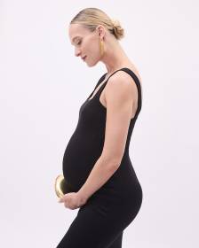 Black Sleeveless Bodycon Midi Dress - Thyme Maternity