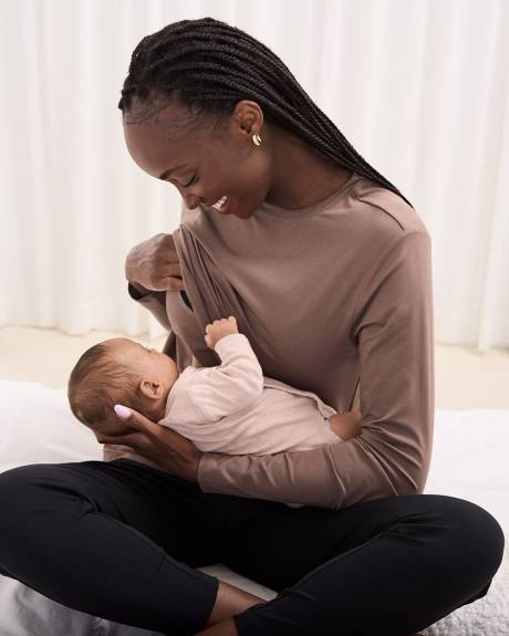 Long-Sleeve Nursing Tee - Thyme Maternity