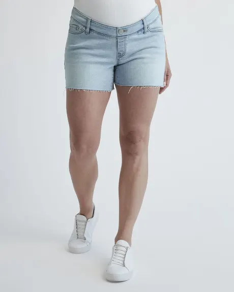 Short en Denim à Délavage Clair - Thyme Maternité