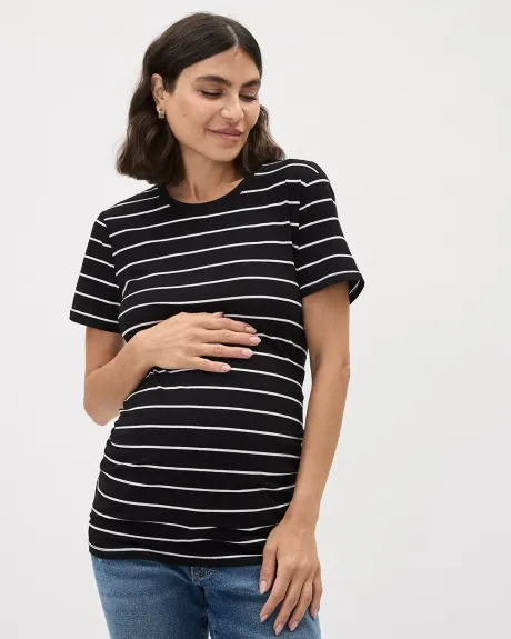 Striped Classic-Fit Short-Sleeve Tee - Thyme Maternity