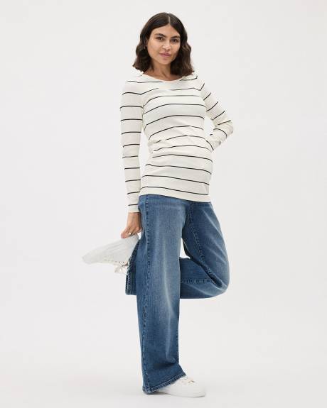 Medium-Wash Wide-Leg Jeans - Thyme Maternity