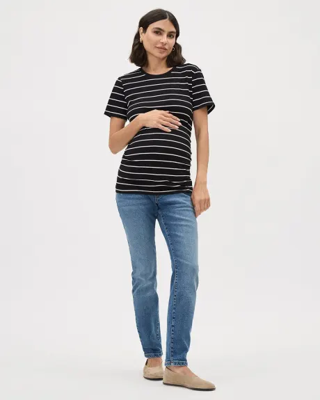 Striped Classic-Fit Short-Sleeve Tee - Thyme Maternity