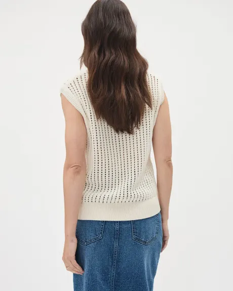 Sleeveless Crew-Neck Crochet Sweater - Thyme Maternity