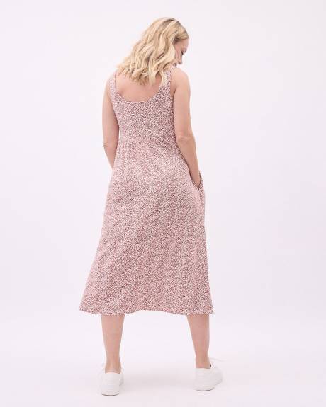 Fit and Flare Sleeveless Midi Dress with Pockets - Thyme Maternity