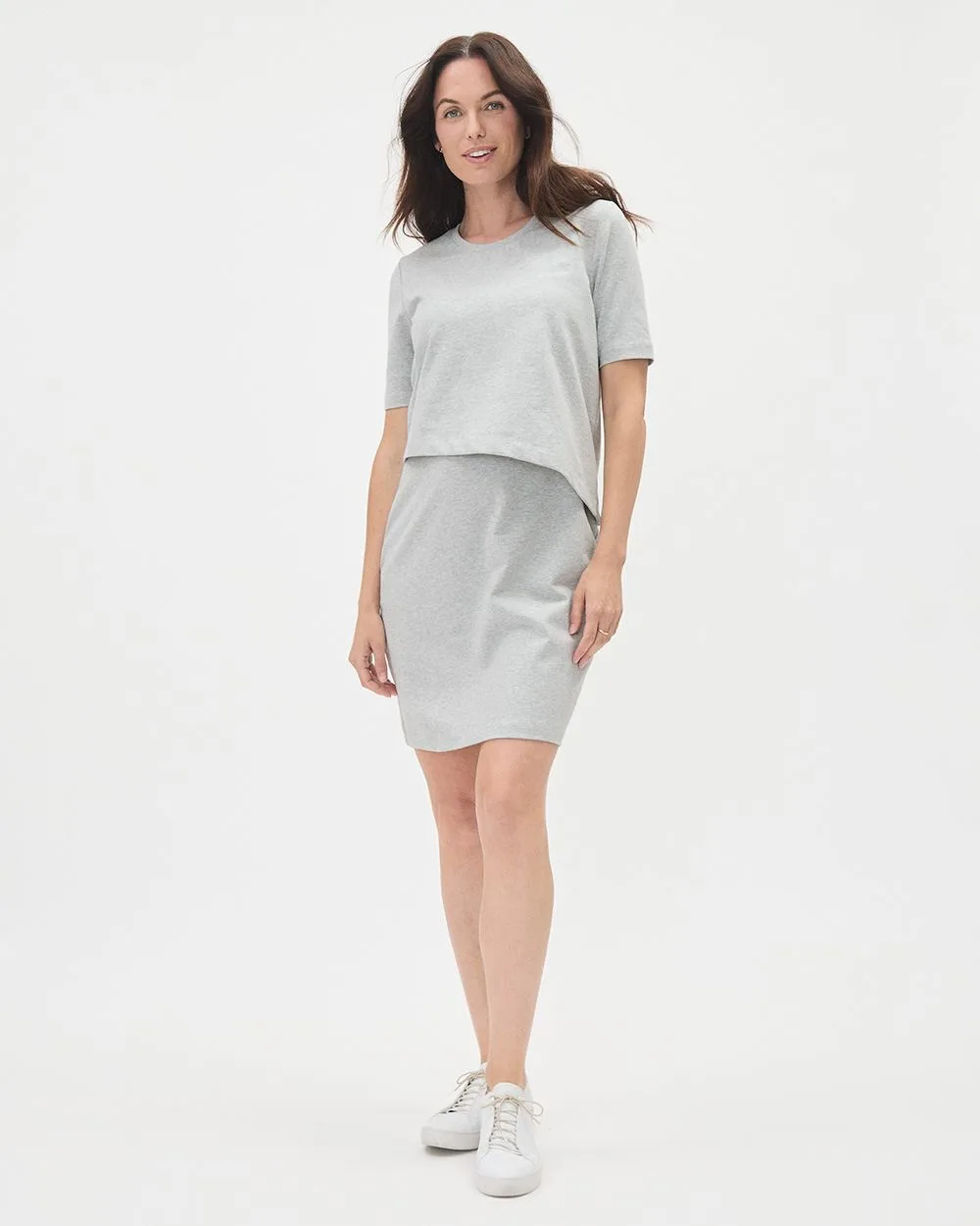 Light Grey Set - Fitted Dress and T-Shirt - Thyme Maternity