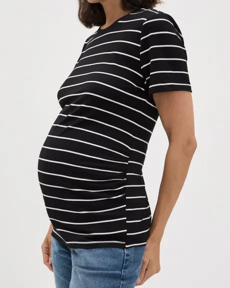 Striped Classic-Fit Short-Sleeve Tee - Thyme Maternity