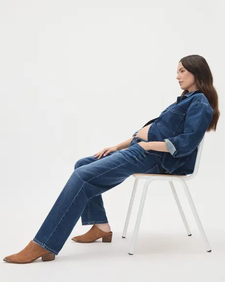 Medium-Wash Tapered-Leg Jeans - Thyme Maternity