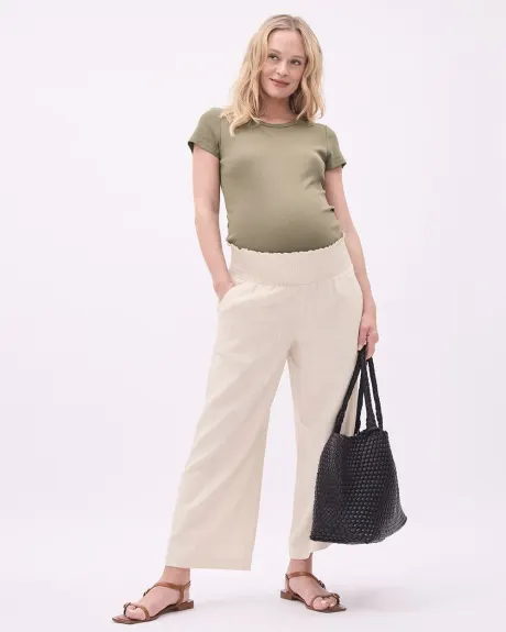 Short-Sleeve Crew-Neck Ribbed Tee - Thyme Maternity