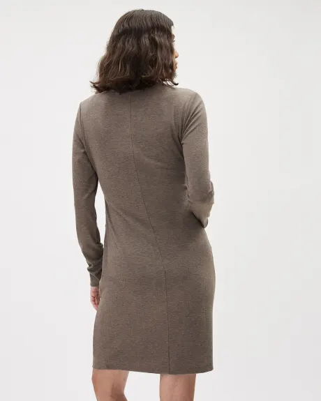 Long-Sleeve Mock-Neck Ribbed Dress - Thyme Maternity