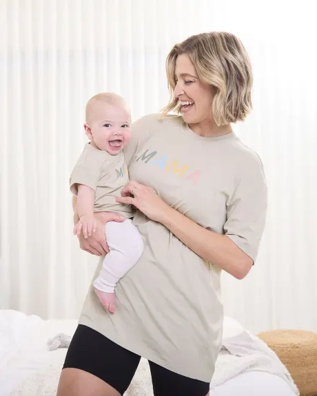 Relaxed-Fit Short-Sleeve "Mama" Tee - Thyme Maternity