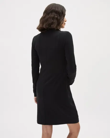 Long-Sleeve Mock-Neck Ribbed Dress - Thyme Maternity