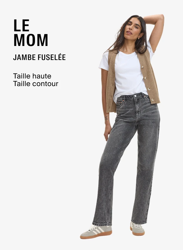 Le Mom -Jambe fuselé -Longueur à la chevill -Taille haut -Taille contour