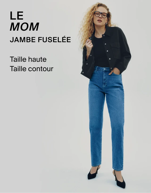 Le Mom -Jambe fuselé -Longueur à la chevill -Taille haut -Taille contour